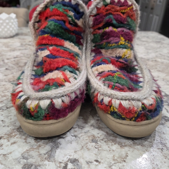 Mou Woven Lined Multicolor Knit Slip-On Eskimo Ankle Boots Size 8.5/9Free People - Picture 4 of 11